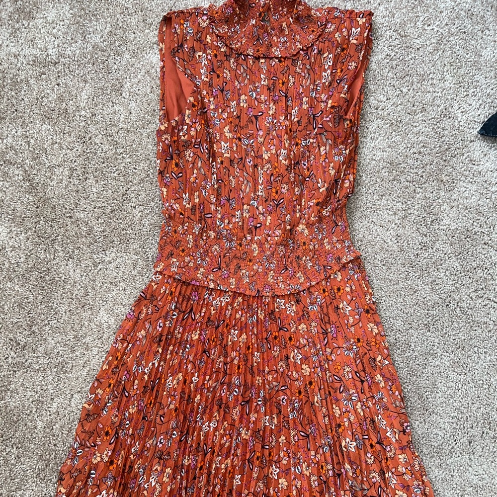 Long orange flower dress